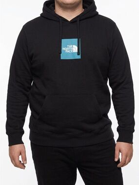 The North Face‎ Men's Black Hoodie L Pullover with Blue Box Logo